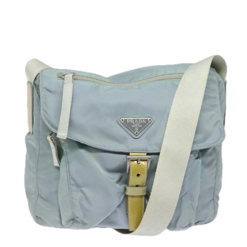 PRADA Shoulder Bag Nylon Light Blue Auth 80574