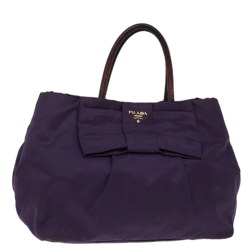 PRADA Hand Bag Nylon Purple Auth bs12547