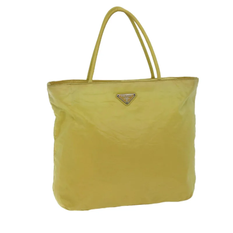 PRADA Hand Bag Nylon Yellow Auth hk1317