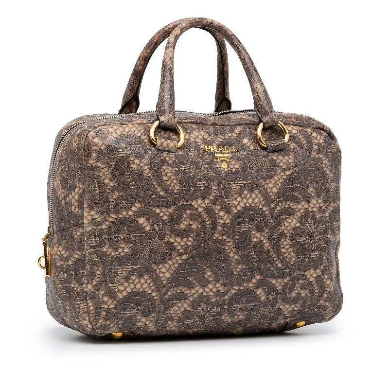 Prada Lace Print Bauletto Handbag GwbtwK