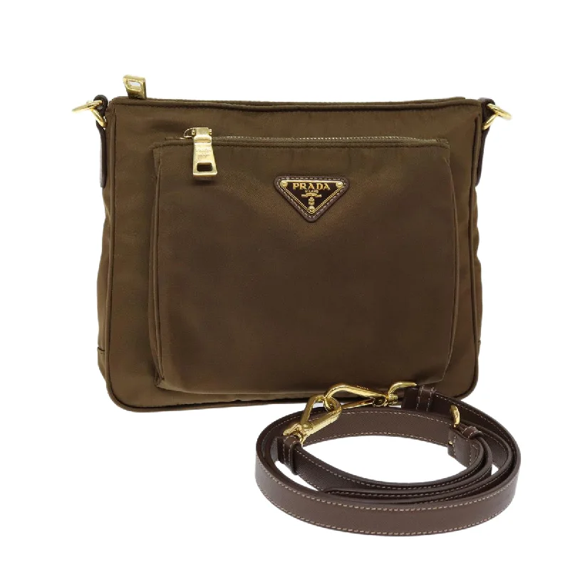 PRADA Shoulder Bag Nylon Brown Auth ki4473