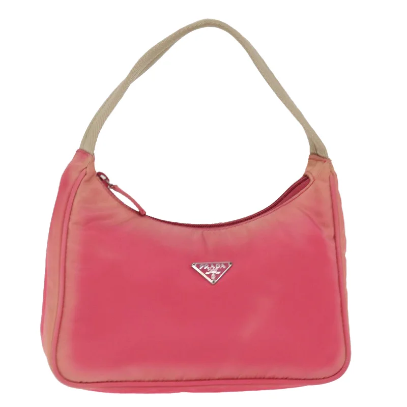 PRADA Hand Bag Nylon Pink Auth 77341