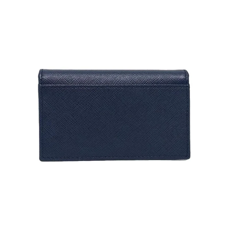 Prada Mens Saffiano Flap Card Holder Wallet Baltico Blue