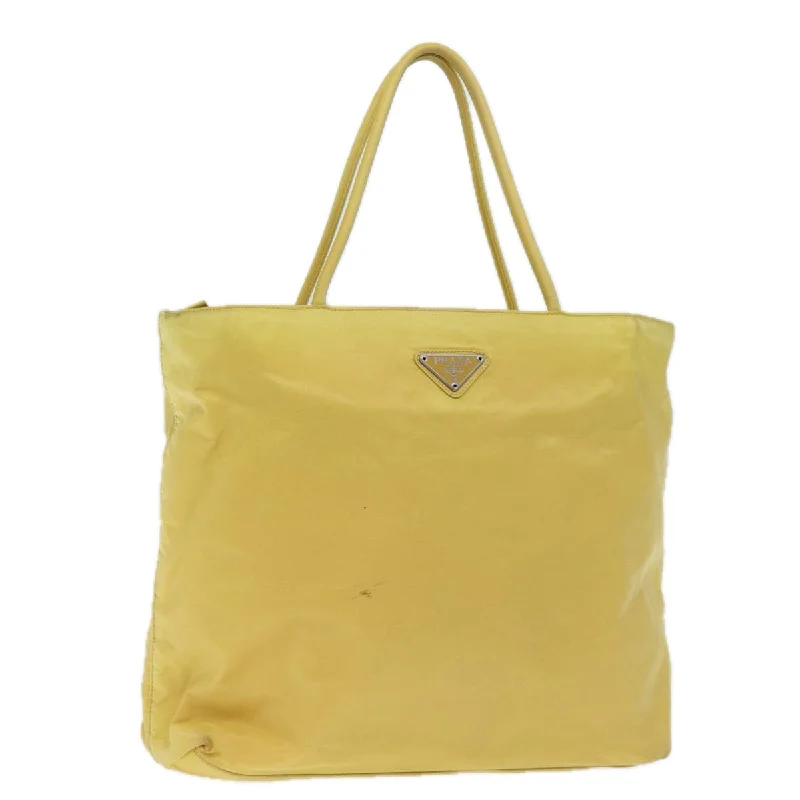 PRADA Hand Bag Nylon Yellow Auth 72745