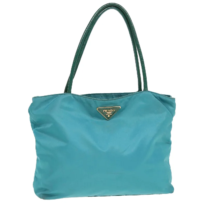 PRADA Shoulder Bag Nylon Turquoise Blue Auth 77836