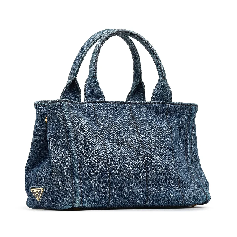 Prada Canapa Logo Denim Satchel p3QUK4