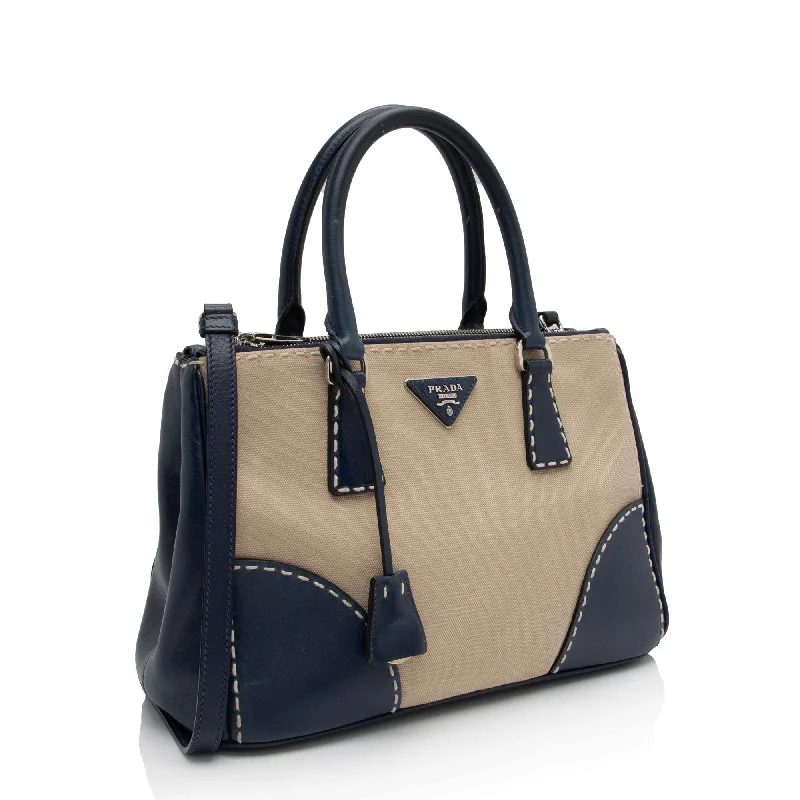 Prada Canvas Calfskin Stitch City Tote FzLXxK