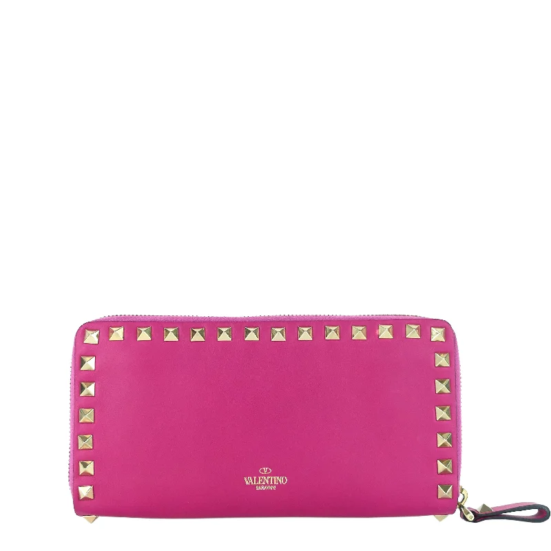 Rockstud Calfskin Leather Wallet